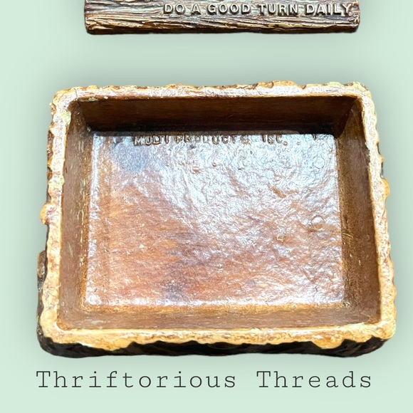 Vintage 1950's Boy Scout Pressed Wood Syroco Trinket Box - Picture 3 of 7